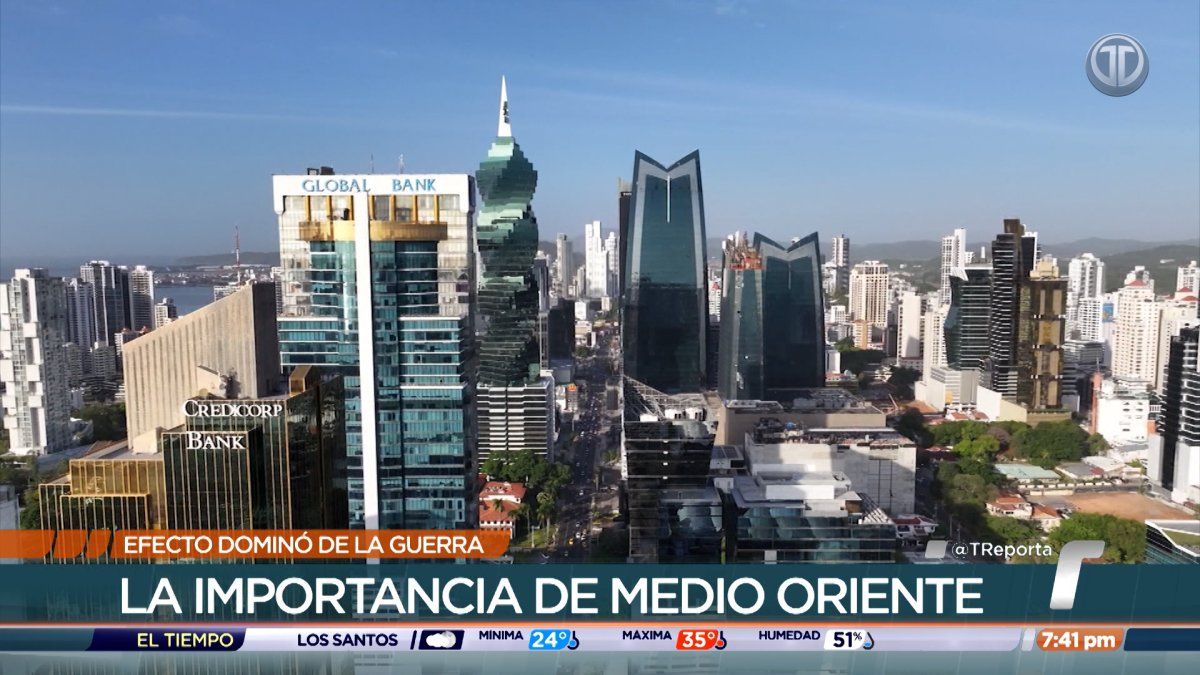 Cargo ships and cranes near the Panama Canal and port facilities, symbolizing trade and economic impact from international conflict