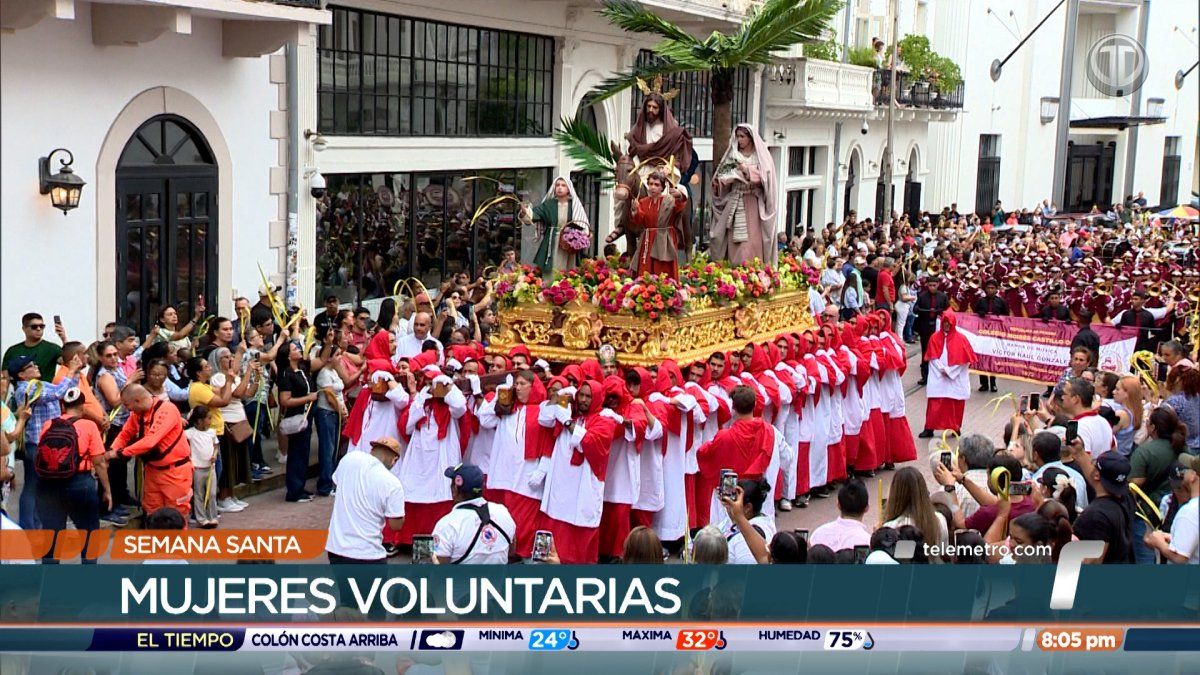 Volunteers in a Casco Antiguo workshop preparing tunics for Holy Week processions