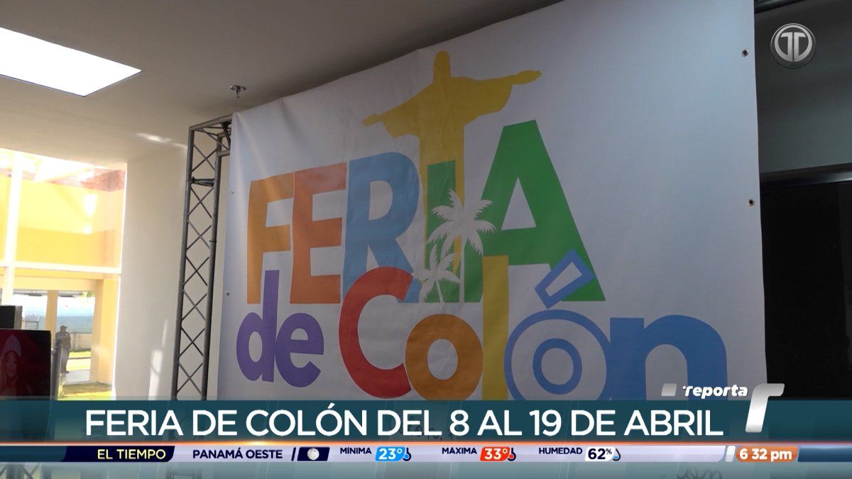 Crowd at an outdoor fair in Buena Vista, Colón with food stalls and cultural performers for the Feria de Colón 2026 'Caribe de Corazón'