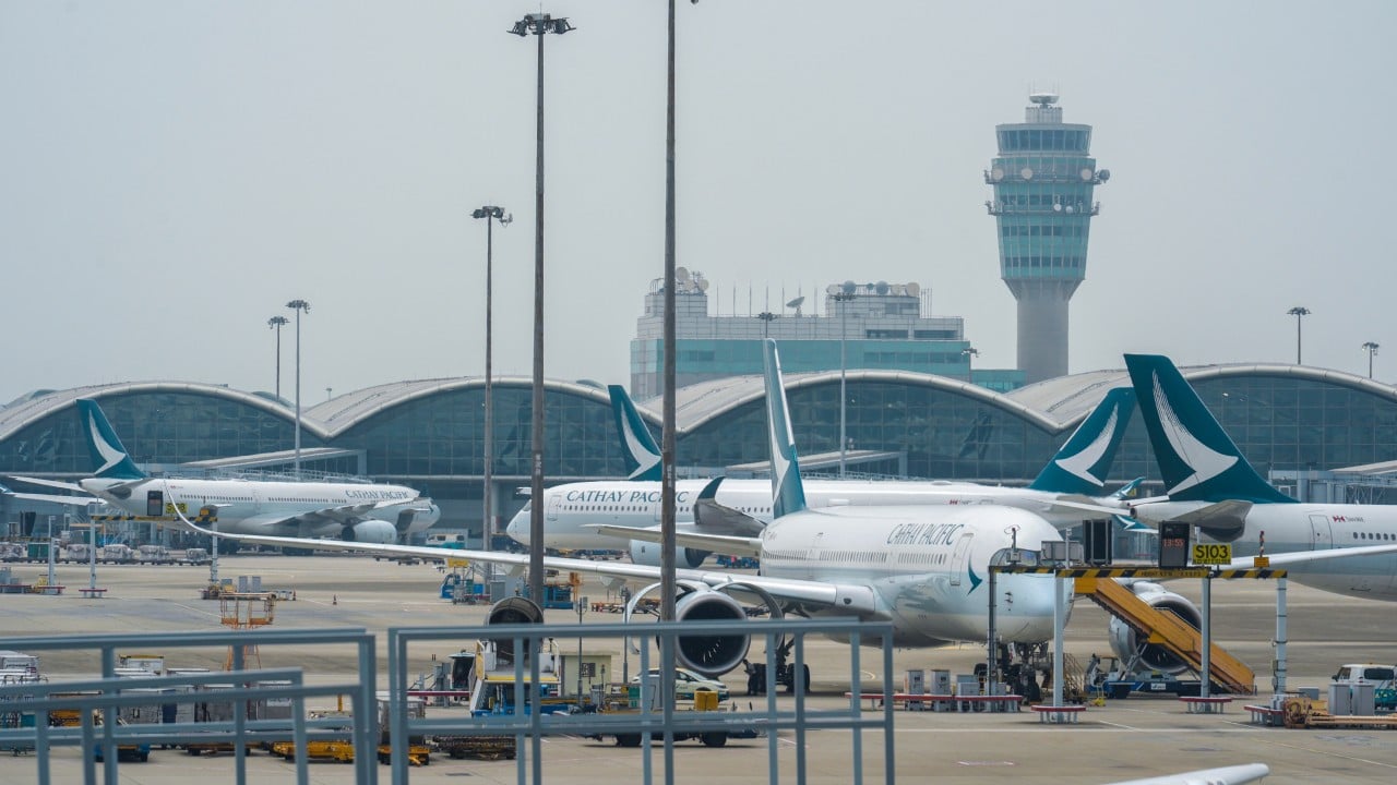 Officials at a contract signing ceremony announcing the Hong Kong Airport Authority's HK$300 million art storage facility project