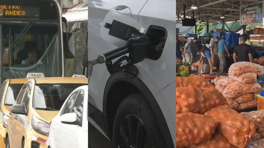 A news broadcast image showing Panama alongside a symbolic world map and Middle East conflict references