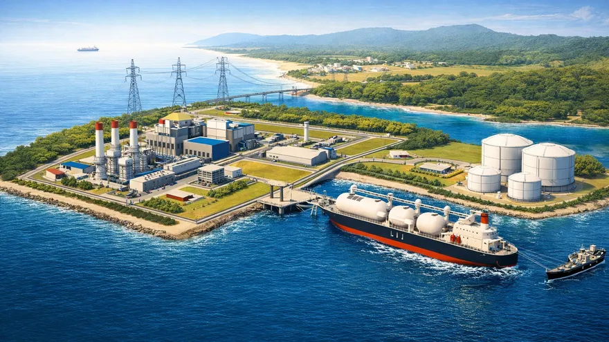 Coastal view of Puerto Pilón in Colón province, the proposed site for the Gas to Power Panama natural gas power plant
