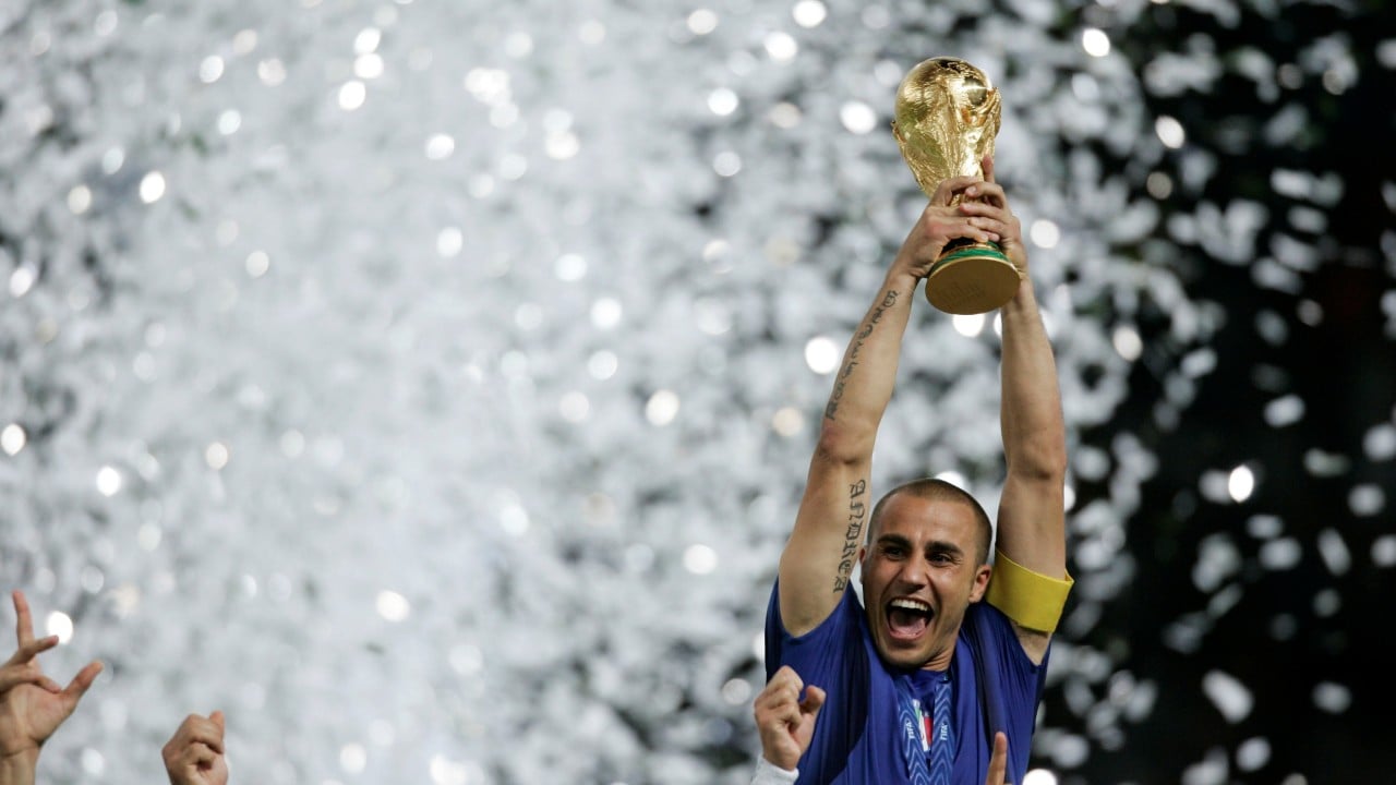 Collage of Italian athletes and teams celebrating across different sports including football, a Formula 1 car, volleyball players and a tennis player