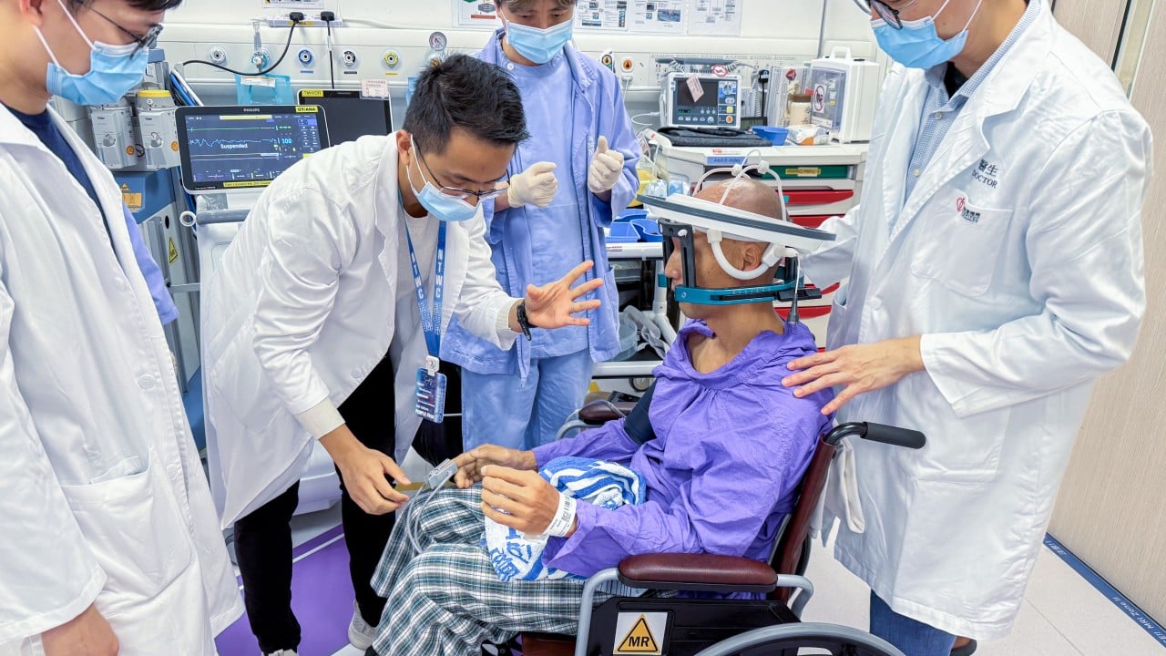 MRI scanner and focused ultrasound equipment in a hospital setting, representative of the MRgFUS procedure at Tuen Mun Hospital
