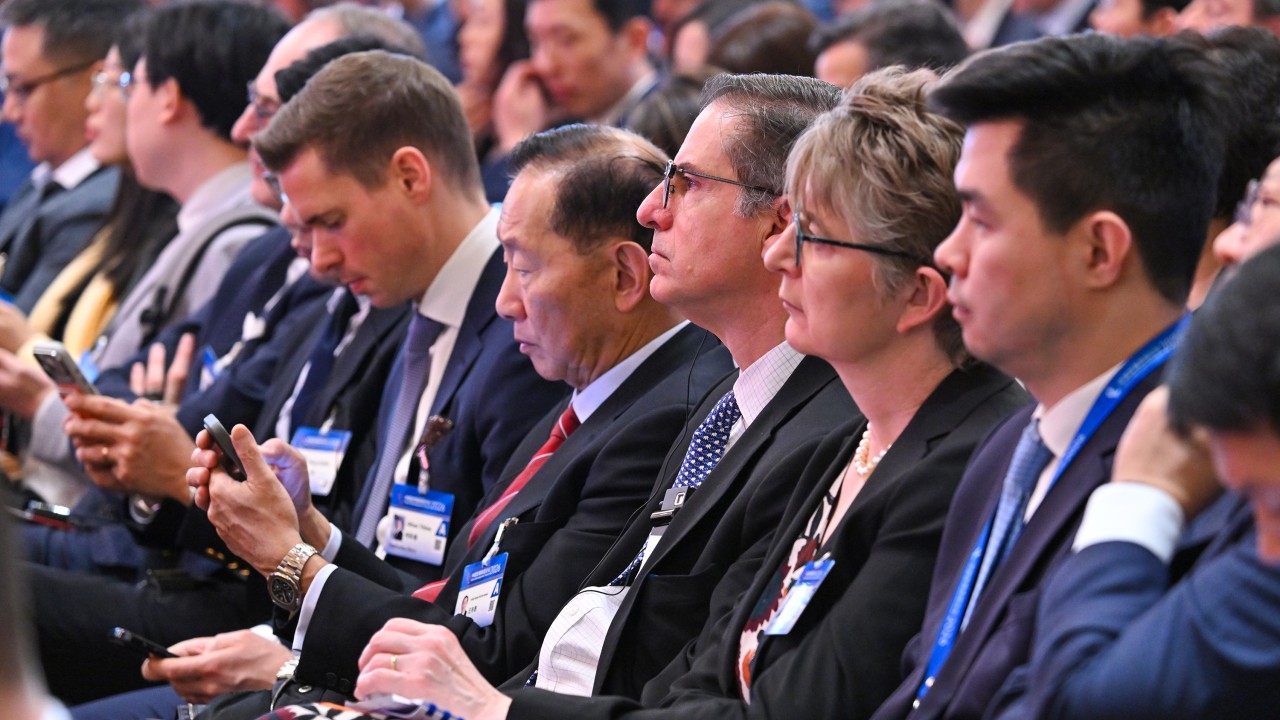 Delegates gather at an international economic forum as Chinese leaders address foreign officials