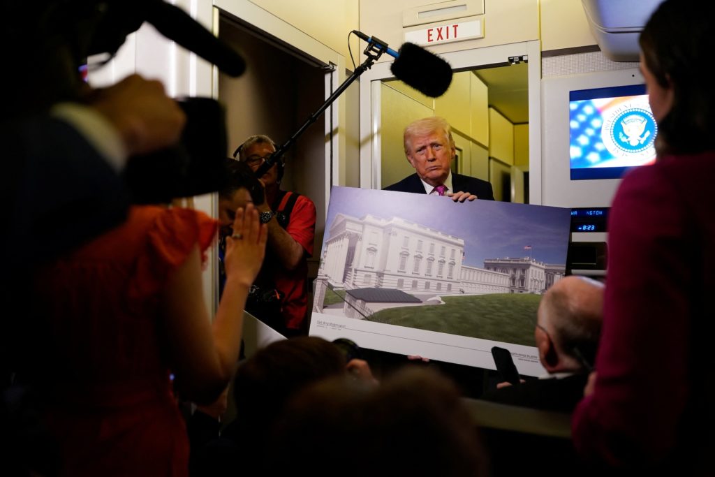 A view of the White House in Washington, D.C., where construction of a new ballroom has been ordered to stop