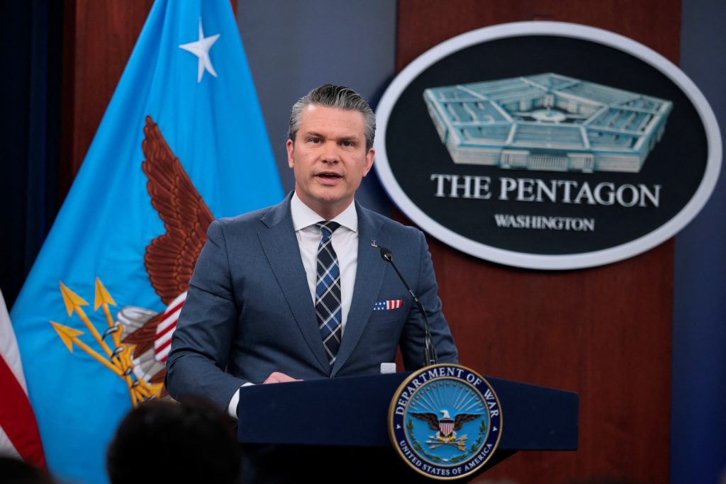 The Pentagon building and oil and gas facilities in the Persian Gulf, representing defense funding and energy infrastructure under strain