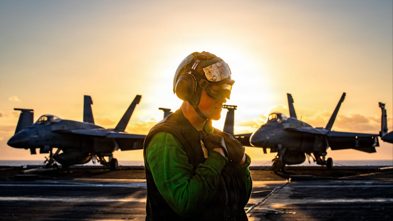 USS Gerald R. Ford nuclear-powered aircraft carrier at sea (file photo)