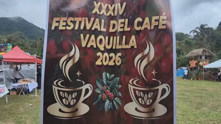 Stalls and signage at the Festival del Café in the highlands near Penonomé celebrating local coffee