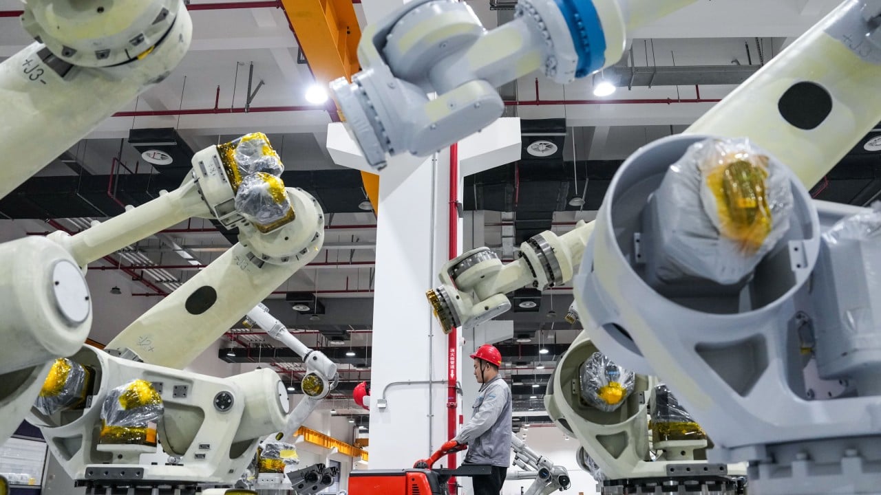 Investors reviewing documents with images of a factory and medical equipment, symbolizing private equity focus on manufacturing and healthcare