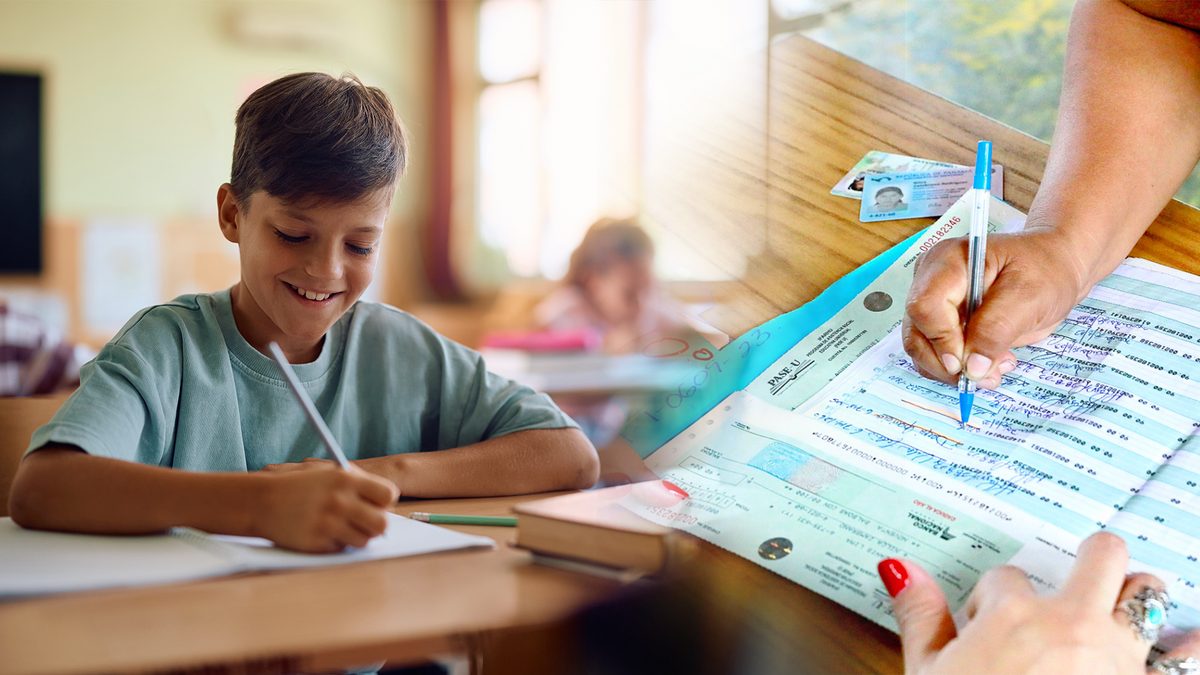 Panamanian students receiving scholarship information and support at a registration or orientation event