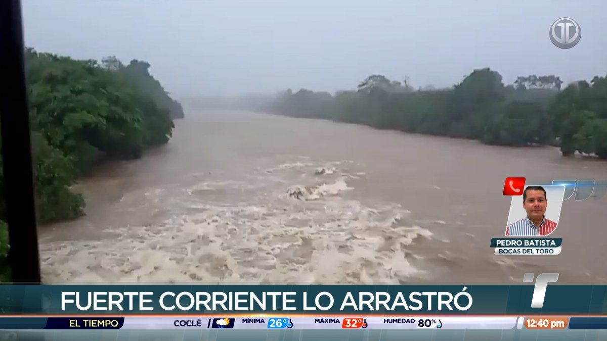 A fast-moving river current in a rural area of Panama near the Ngäbe Buglé comarca