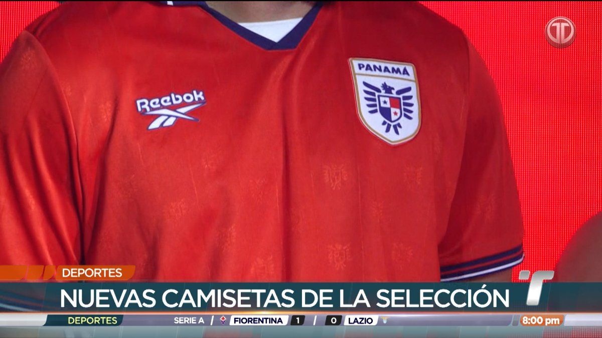 Panama national team jerseys in red, blue and white displayed during a kit unveiling for the 2026 World Cup