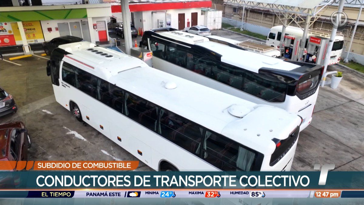 Public transport drivers lining up at a fuel station in Panama to receive subsidized fuel