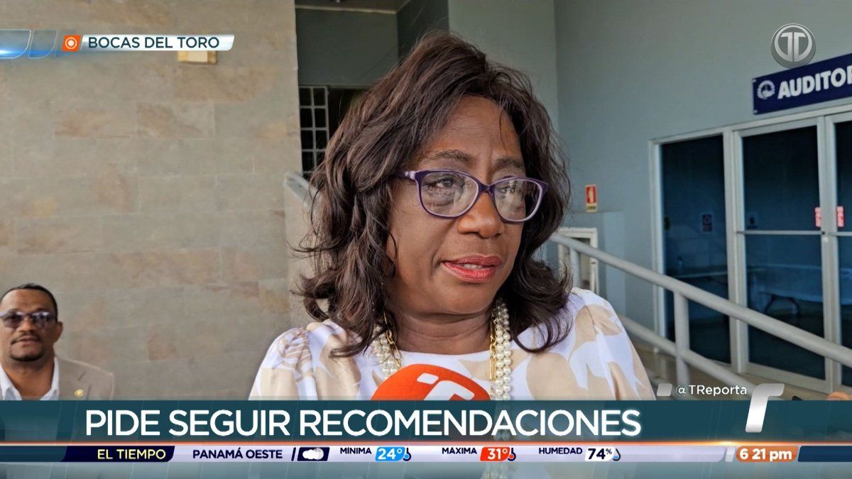 Education Minister Lucy Molinar speaking about school safety after the deaths of two students in the Ngäbe Buglé Comarca