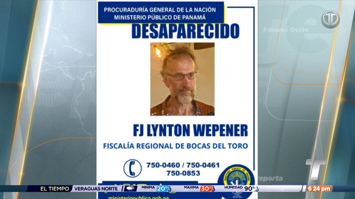 Police or officials seeking public help to locate a missing man in Isla Colón, Bocas del Toro, Panama