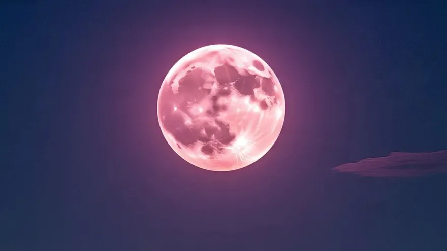 A bright full moon shining over a dark coastal or rural landscape in Panama at night