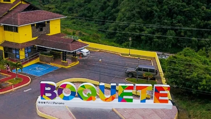 A nighttime celebration in Boquete with fireworks lighting the sky over the mountain town