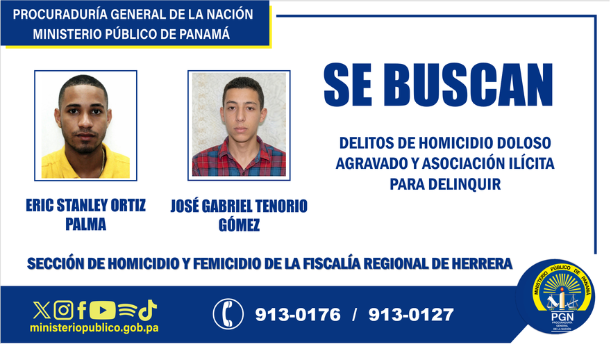 Police officers seeking public assistance in a homicide investigation in Chitré, Panama