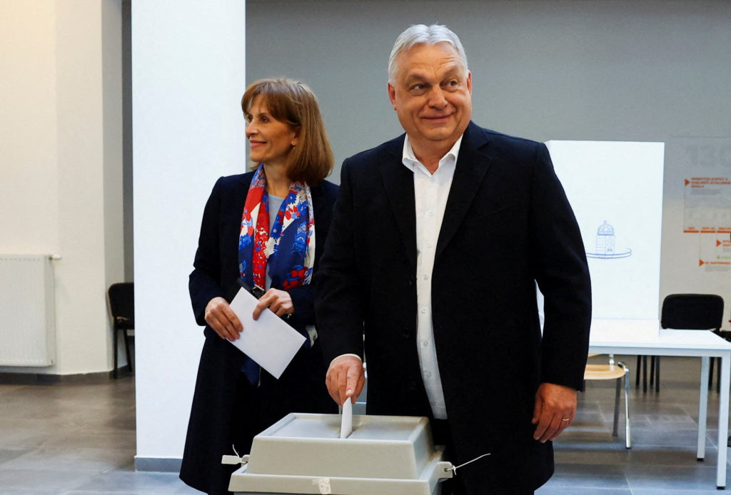 Hungarian voters and election signage as Viktor Orbán loses power after a long tenure