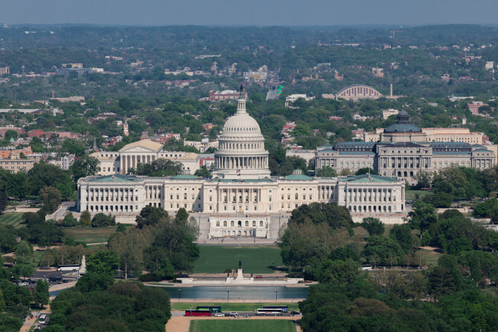 The U.S. Capitol building in Washington, D.C. during a congressional vote on government funding