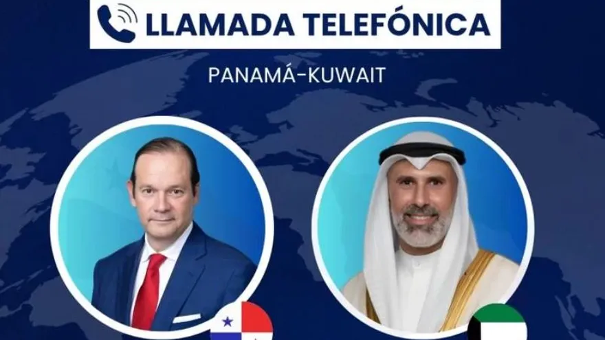 Panama and Kuwait flags displayed alongside diplomatic meeting imagery