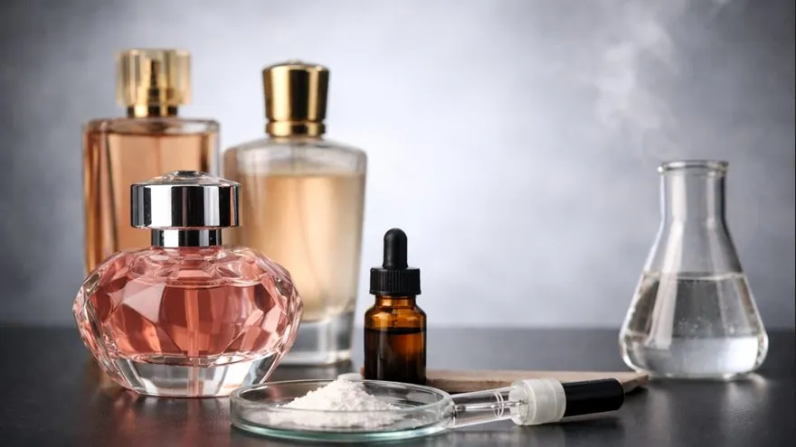 Perfume bottles displayed on a store shelf in Panama during a health inspection or product withdrawal order