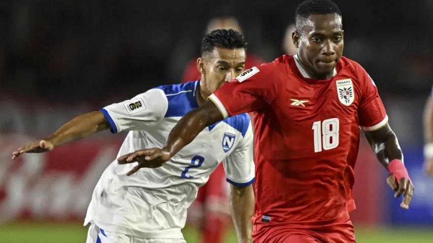 Panama national team players warming up before an international football match