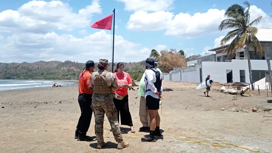 Medical personnel and a fully equipped first aid station set up near a surfing competition venue in Panama