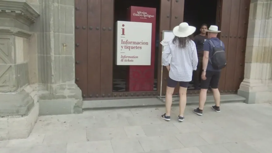 Visitors walking through the historic streets of Casco Antiguo in Panama City during Holy Week