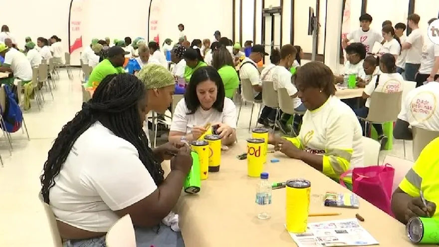 Sanitation workers in Panama City being recognized at a community tribute event
