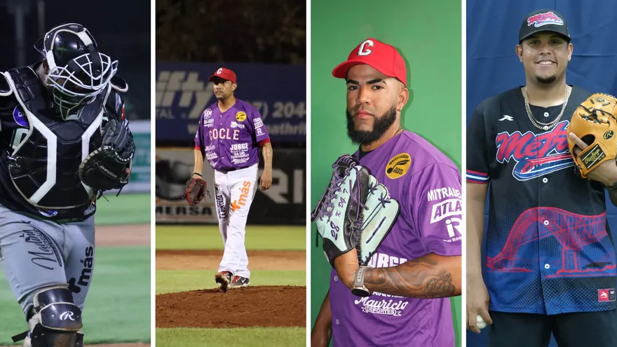 Players from Colón and Bocas del Toro preparing for a semifinal baseball game in Panama