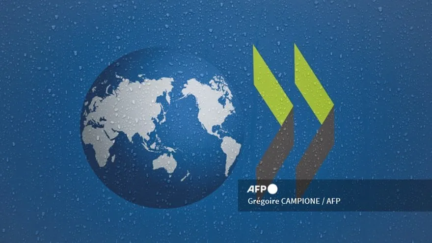 Government officials reviewing documents during a policy meeting in Panama tied to the country's OECD accession effort