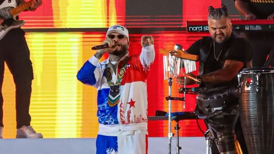 Farruko performing at the opening ceremony of the South American Youth Games inside Rommel Fernández Stadium in Panama City