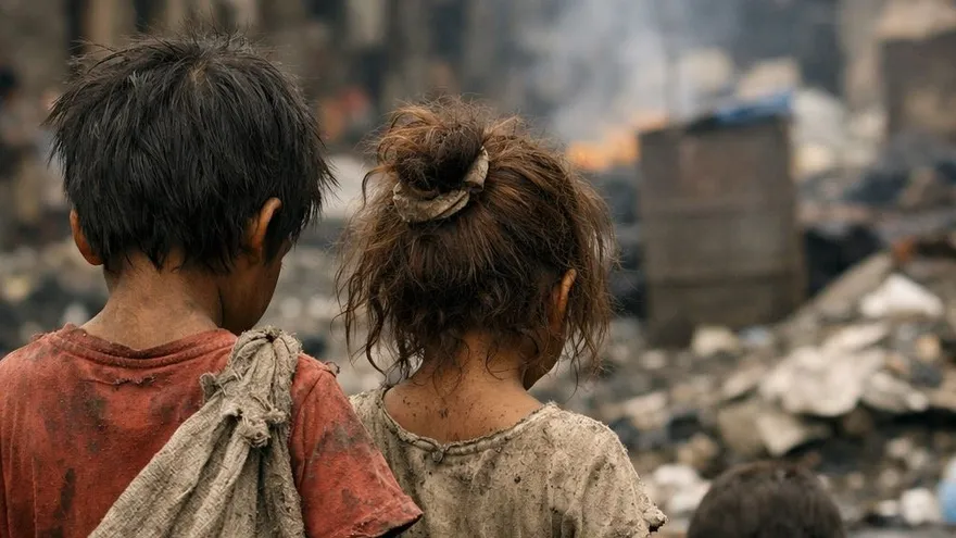 A young child in Panama sitting with family in a modest home, symbolizing early childhood poverty concerns