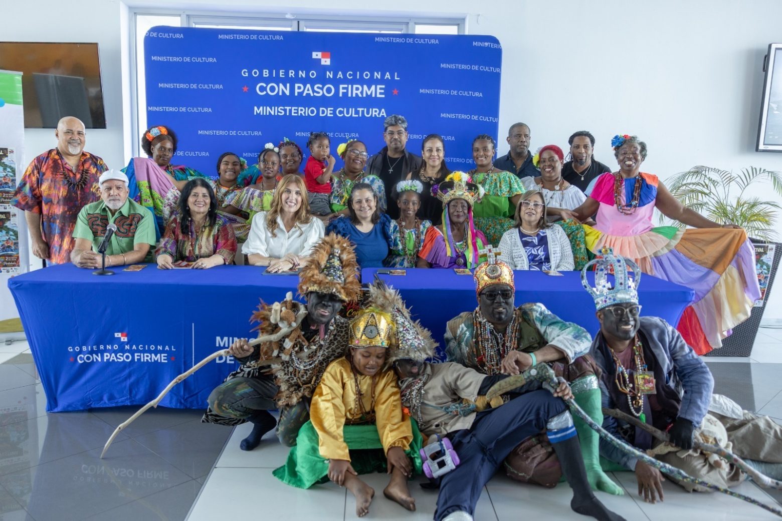 People in traditional Congo attire preparing for a cultural festival in Portobelo, Panama