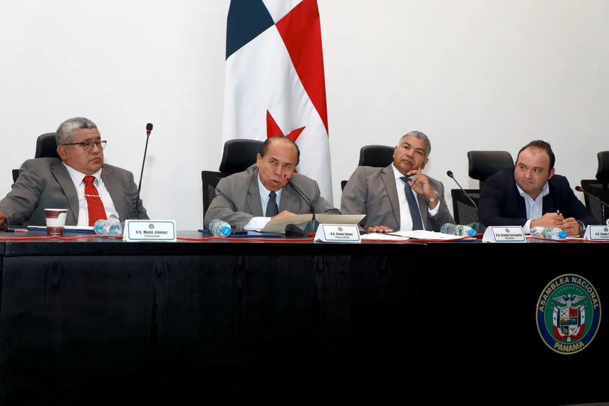 Panama National Assembly building during an institutional presentation on agricultural loans and rural financing