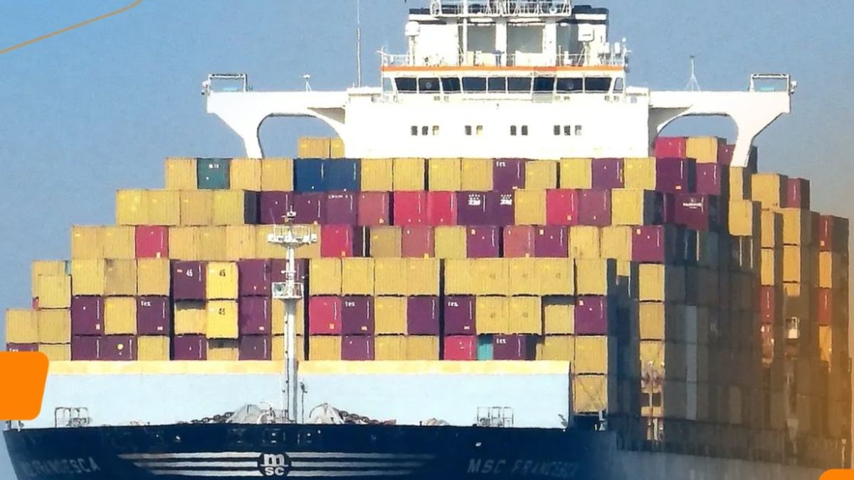 A cargo ship sailing on open water, representing a Panamanian-flagged vessel in a strategic shipping lane