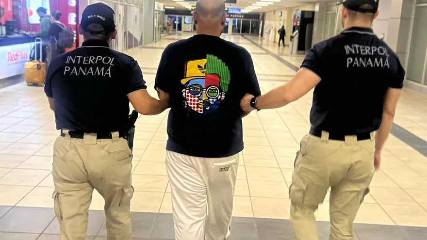 Security personnel at Tocumen International Airport in Panama City during an arrest operation