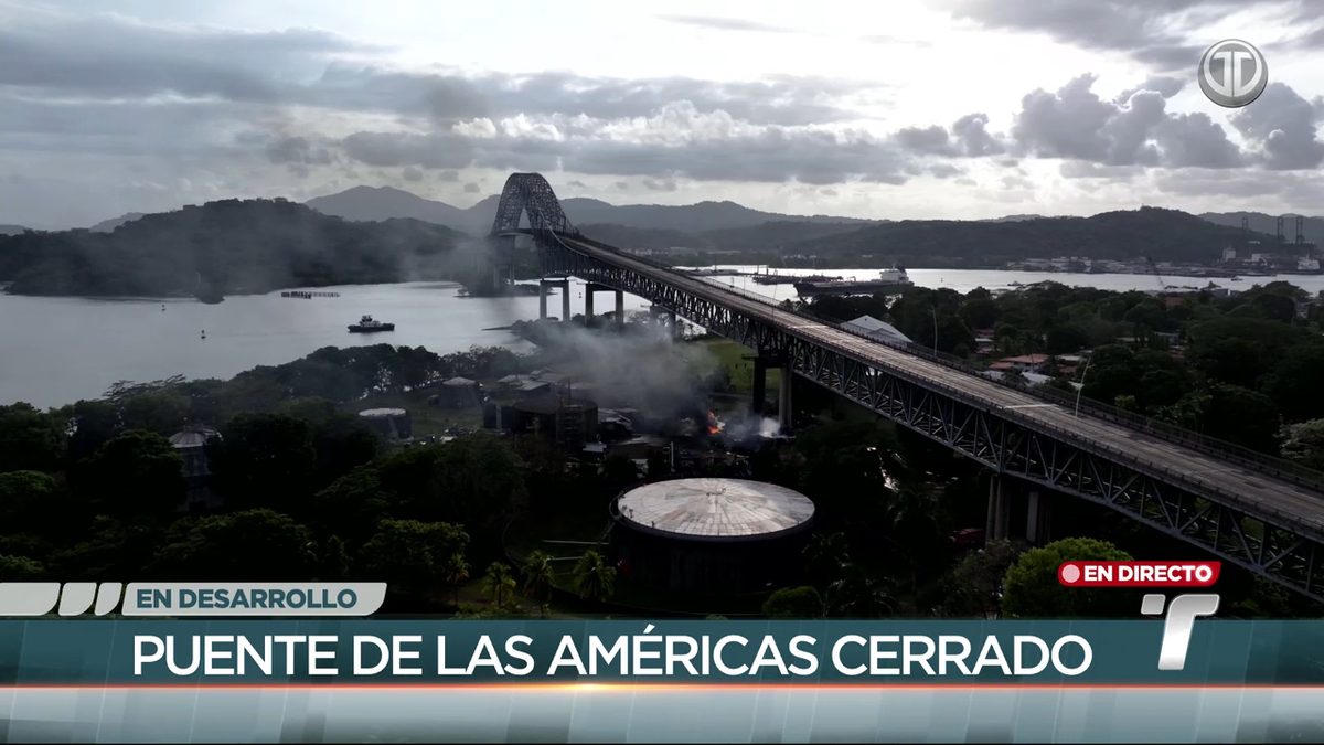 Traffic moving across the Bridge of the Americas in Panama after it reopened following a fuel truck explosion closure