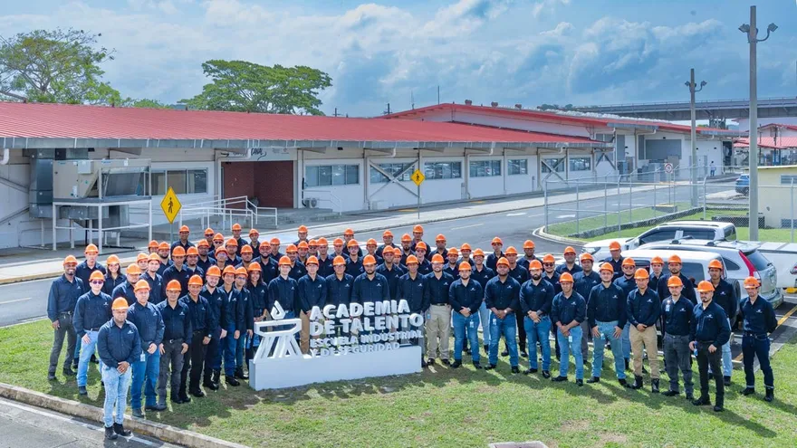 Apprentices in training near Panama Canal industrial facilities as part of a workforce development program