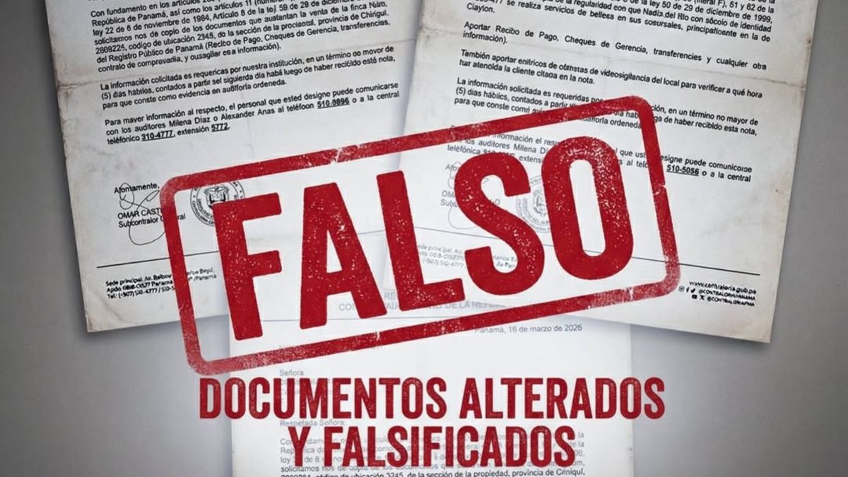 Panama government building or official office setting with documents being reviewed for authenticity