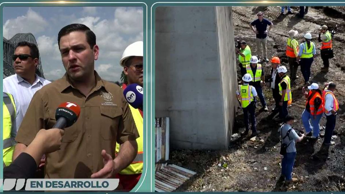 Inspectors and officials examining the Bridge of the Americas near the Panama Canal after an explosion