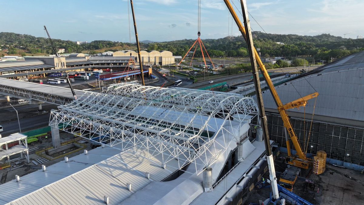 Passengers moving through Albrook Metro Station in Panama City near bus connections and platform access