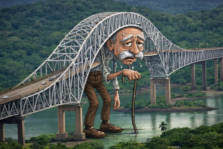 The Bridge of the Americas in Panama City spanning the water near the Panama Canal entrance