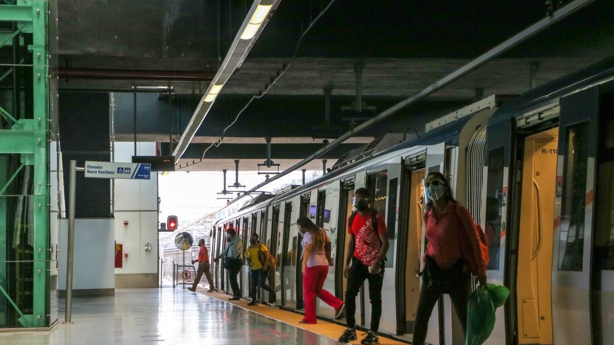 Passengers moving through Albrook Metro station in Panama City near the main transit hub