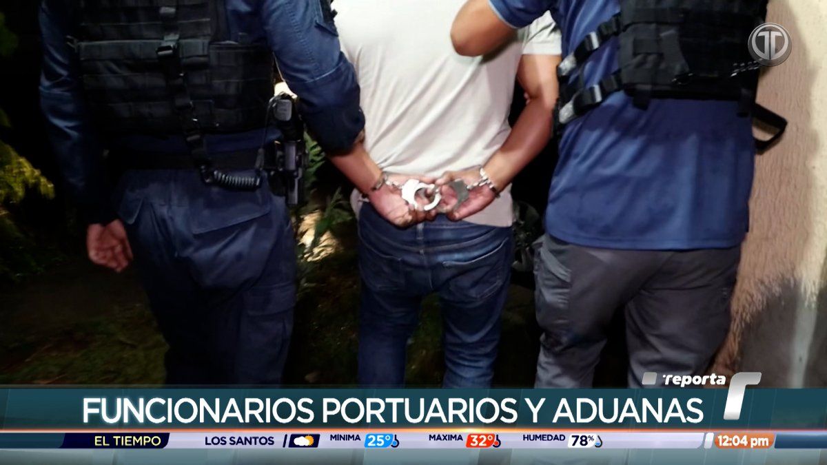 Police and prosecutors outside a Panamanian port area linked to an investigation into contaminated shipping containers