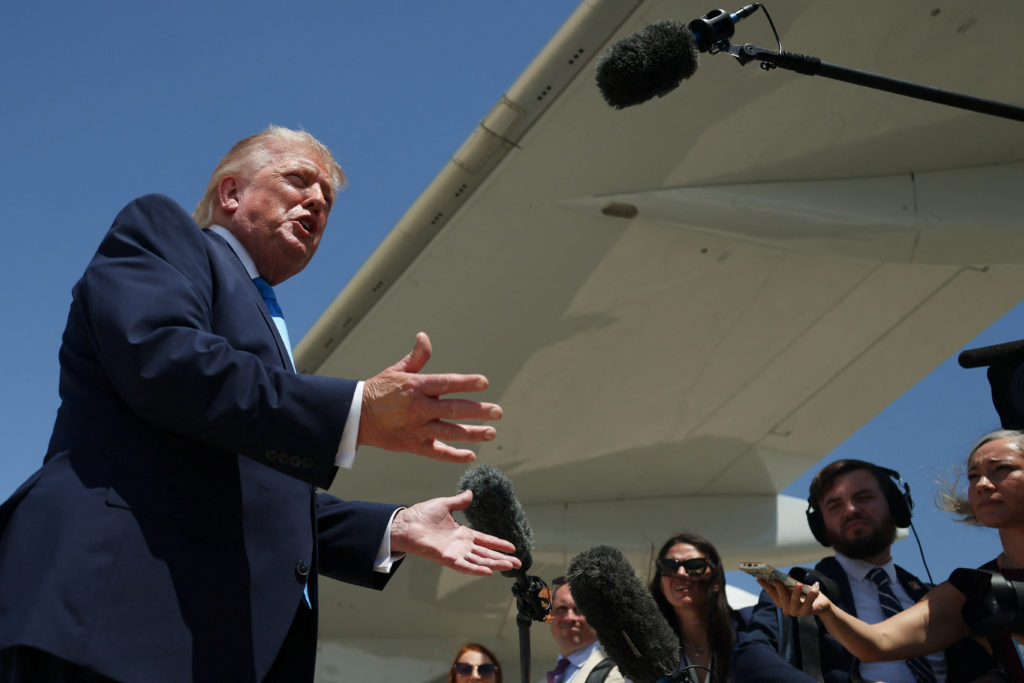 President Donald Trump speaking after announcing the Raúl Castro indictment tied to the 1996 shootdown of civilian planes