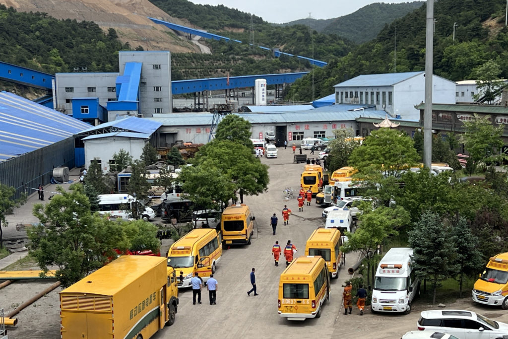 Emergency responders near a coal mine in China after a deadly gas explosion