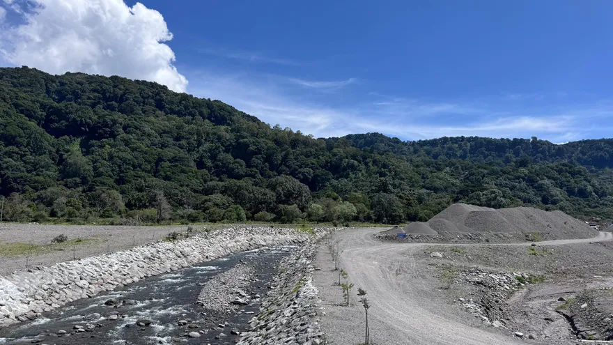 Residents and environmental officials inspecting work near the upper Chiriquí Viejo River basin in western Panama